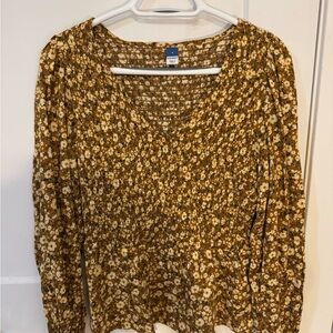 Old Navy Mustard Floral Blouse